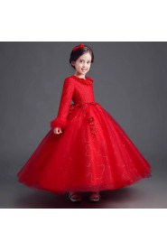 A-line Long Sleeve Lace Flower Girl Dress