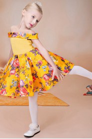 Off-the-shoulder A-line Satin Flower Girl Dress