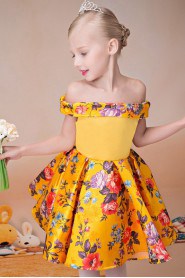 Off-the-shoulder A-line Satin Flower Girl Dress