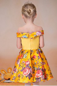Off-the-shoulder A-line Satin Flower Girl Dress